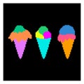 Pixel collection of ice cream. Vector illustration set of color ice cream.
