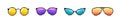 Pixel colored sunglasses set. Stylish purple optical accessories