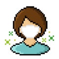 Pixel coronavirus icon, girl in medical face mask. Concept of coronavirus quarantine. Medical mask pixel art. Vector