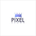 Pixel Crown Logo Design Vector