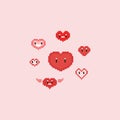 Pixel cute cartoon hearts.Valentine.8bit.