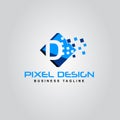 D pixel logo modern creative alphabet letter design vector icon Royalty Free Stock Photo