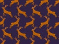 Pixel deer seamless pattern. 8-bit Christmas background with deer in pixel art style. Retro 8-bit video game. Design for printing