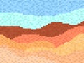 Pixel desert landscape with sand dunes. Retro 8-bit video game of the 90s in 2D. Pixel art design for games, apps, banners