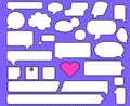 Pixel dialog set. Speech bubbles, dialog, note, thought. All elements grouped separately. Royalty Free Stock Photo