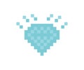 Pixel diamond icon. 8 bit gem ilustration symbol. Sign games vector Royalty Free Stock Photo