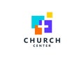 pixel digital church tech connection logo vector design Royalty Free Stock Photo