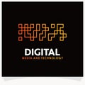 Pixel Digital Media Logo Template Design Vector Inspiration. Icon Design Royalty Free Stock Photo