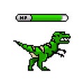 Pixel Dinosaur, art 8 bit objects. Retro game assets. Set of icons. Vintage computer video arcades. Vector illustration. Royalty Free Stock Photo