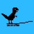 pixel dinosaur. Error icon. Game browser offline. Vector illustration.