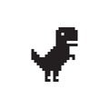 Pixel dinosaur icon. Retro black creature. Vector 8bit shape. Game reptile symbol.