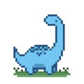 Pixel dinosaur image. Vector illustration of cute dino Royalty Free Stock Photo