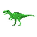Pixel dinosaur. Simple flat vector illustration on a white background Royalty Free Stock Photo
