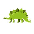 Pixel dinosaur. Stegosaurus. Simple flat vector illustration on a white background Royalty Free Stock Photo