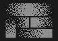 Pixel disintegration background. Halftone fragment. Dispersed dotted pattern. Concept of disintegration. Square pixel
