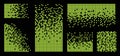 Pixel disintegration background set. Decay effect. Dispersed dotted pattern. Concept of disintegration, pixel mosaic