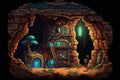 Pixel dotted cave concept art