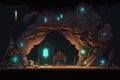 Pixel dotted cave concept art