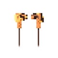 Pixel Earphones Icon Illustration On White Background