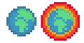 Pixel earth and global warming pack - vector, isolated