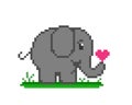 Pixel elephant image holding love