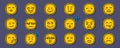 Pixel emoji smile pack. Various pixel art smiles with laugh or love emotions, message chat emoticons and expression Royalty Free Stock Photo