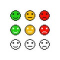 Pixel emoji symbol faces emotion set
