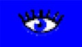 Pixel Eye icon. Blue color. Pixel art style. Design application. Video game sprite. Game assets. Isolated abstract Royalty Free Stock Photo