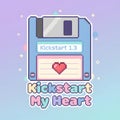 Pixel Floppy Disk with Kickstart My Heart Text Royalty Free Stock Photo
