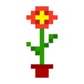 Pixel flowers art cartoon retro game style