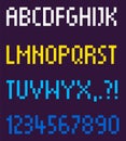 Pixel Font Alphabetic Order and Numbers Vector
