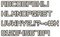Pixel font. Video arcade computer game design 8 bit letters and numbers. 90s retro style vector alphabet. Royalty Free Stock Photo