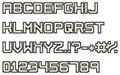 Pixel font. Video arcade computer game design 8 bit letters and numbers. 90s retro style vector alphabet.
