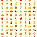 Pixel art food computer design seamless pattern background vector illustration restaurant pixelated element fast food