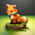 Pixel Fox: A Cute Minecraft-inspired Voxel Art Character