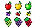 Pixel fruit set.