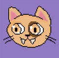 Pixel funny cat logo art for game and web design print