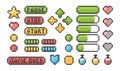 Pixel game icon. Ui web bars and buttons for 8 bit console vector retro elements