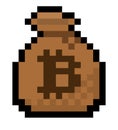 Pixel 8 bit gaming bag of money - vector, isolated