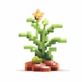 8bit Plant Pixel Illustration Polychrome Sculpture Style With Common Materials