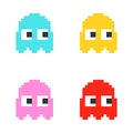 Pixel ghosts in video game pacman. Classic set ghost. Royalty Free Stock Photo