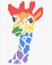 Pixel giraffe pattern image. Vector Illustration of mosaic tiles Royalty Free Stock Photo