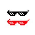 Pixel glasses icon. Lightning goggles. Vector on isolated white background. EPS 10