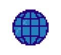 Pixel globe icon isolated on white background. 8 bit planet for y2k style design. Retro futuristic element. Globe sign Royalty Free Stock Photo