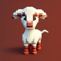 Pixel Goat: A Cute Minecraft-inspired Character In Photobashing Style