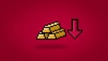 Pixel gold bars decreasing in value Royalty Free Stock Photo