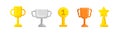 Pixel gold cups trophies with star and one set