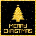 Pixel Gold Glitter Christmas Card. EPS8 Vector
