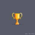 Pixel golden winner cup.Vector illustration.