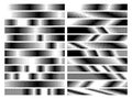 Pixel gradient patterns. Digital bitmap halftone strips with pixels dotted dithering fading effect texture, abstract retro 8 bit Royalty Free Stock Photo